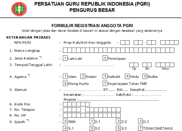 Pendaftaran PGRI Manggarai - Persatuan Guru Republik Indonesia Cabang Manggarai